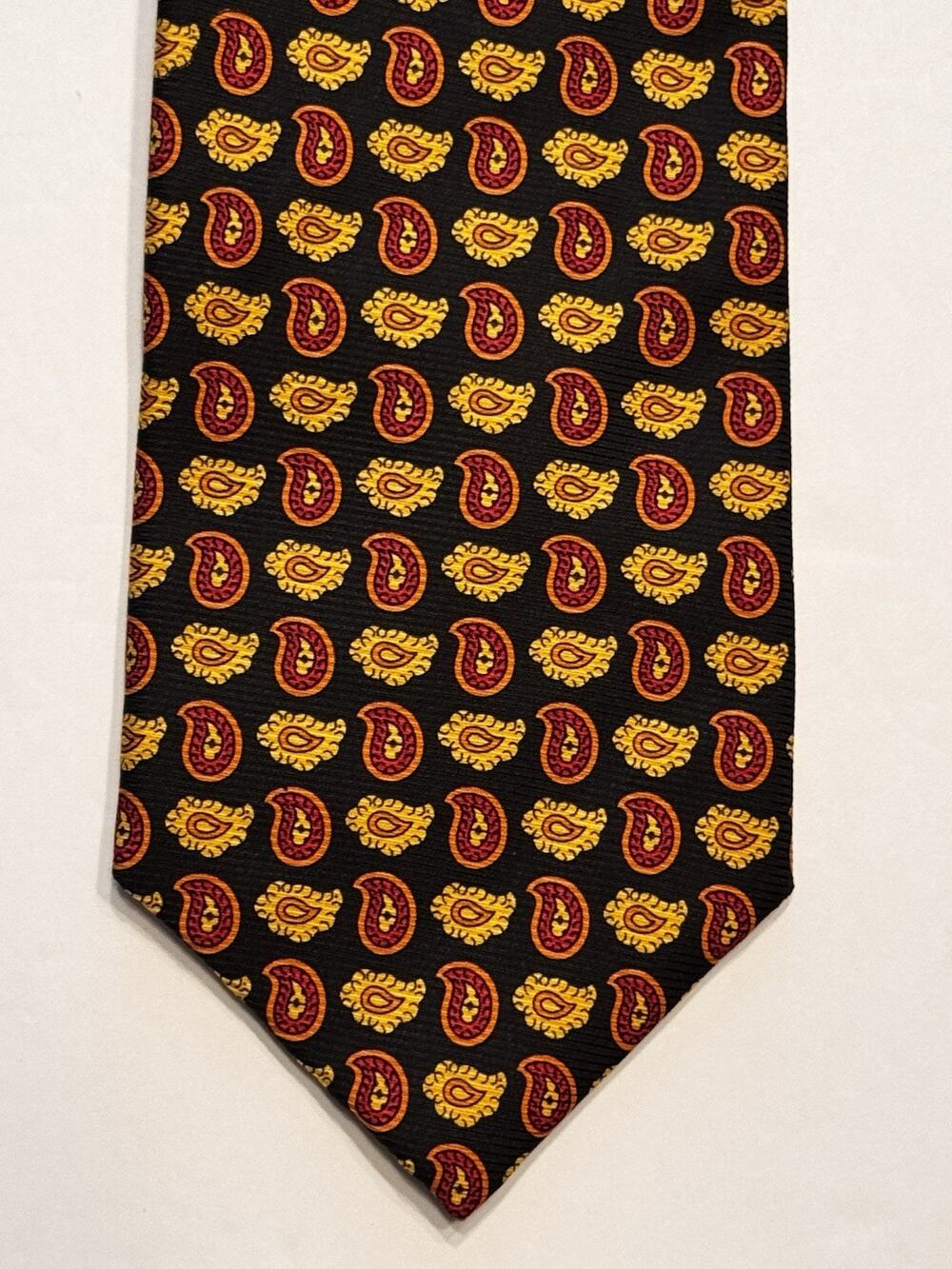 Ben Silver Cravate Silk Neck Tie Black Small Paisley Charleston 3.5 Inch Classic